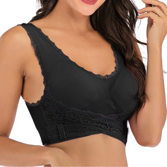 NEW 2pk Women Sports Bra Seamless Front Cross Side Attmnt Wireless Workout Yoga - Picture 3 of 12